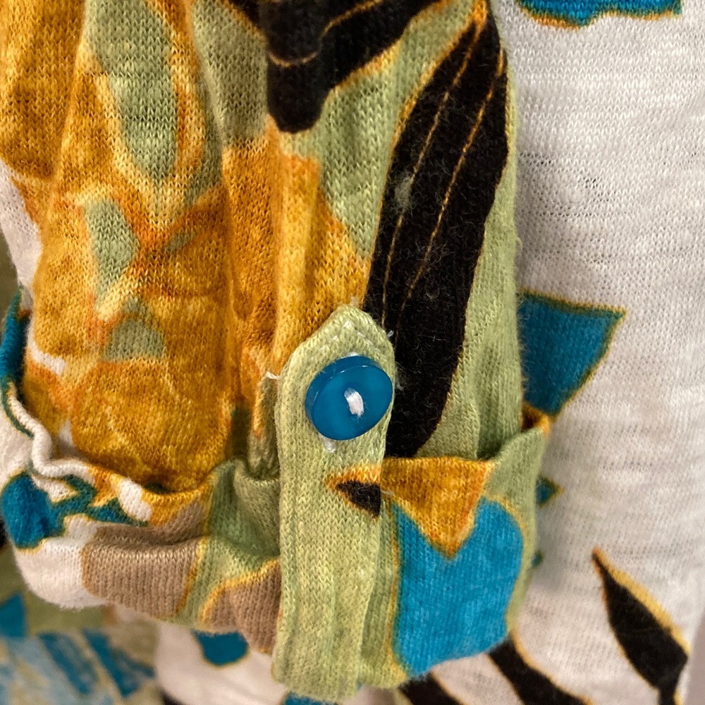 Chico's Floral 3/4 Sleeve Tops - Blue and Green - Picture 6 of 11